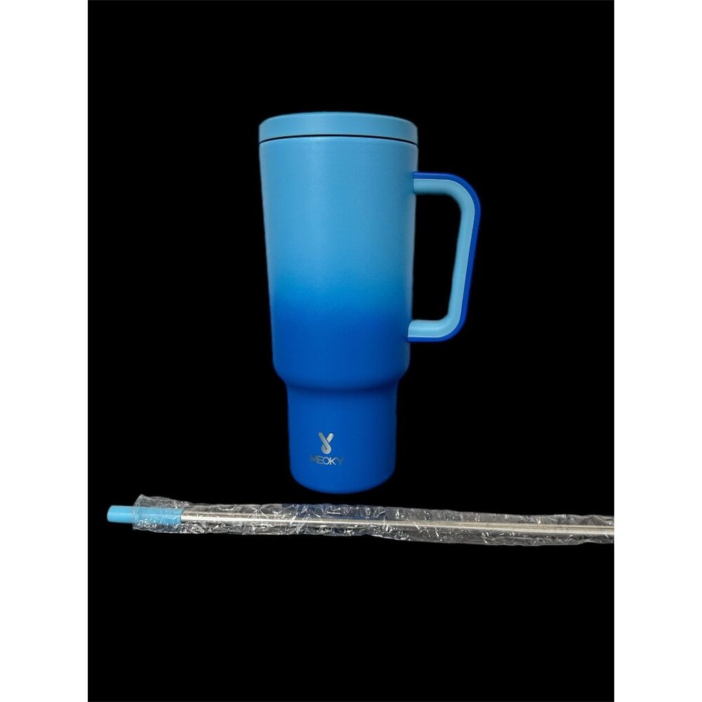 Meoky 40oz Stainless Tumbler w/Handle Blue NEW